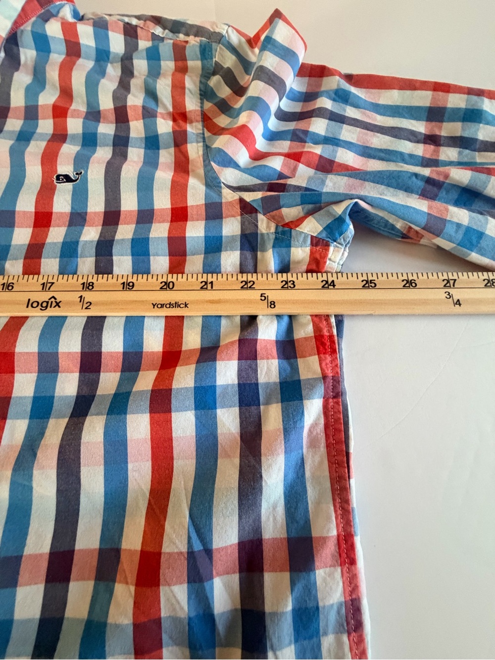Vineyard Vines Men's Slim Fit Plaid Button-Down Shirt - Blue, Red & White - Picture 6 of 8